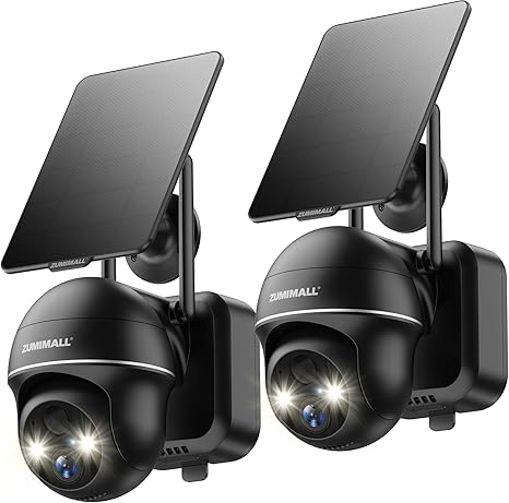 ZUMIMALL  Solar Powered  Outdoor Security Camera -GX2BK(2-Cam）