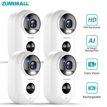 ZUMIMALL Rechargeable Battery  Security Camera-F5（4 Pack）
