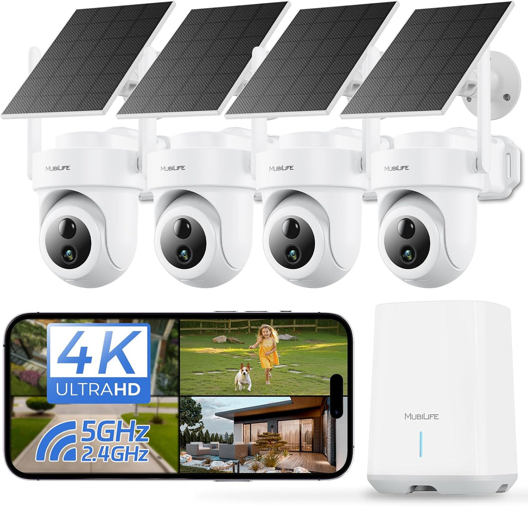 Mubilife 4K Solar Powered  Security Camera 4 Cam-Kit-M802