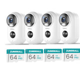 4 Pack Cam(White) | 4x 64G SD Card