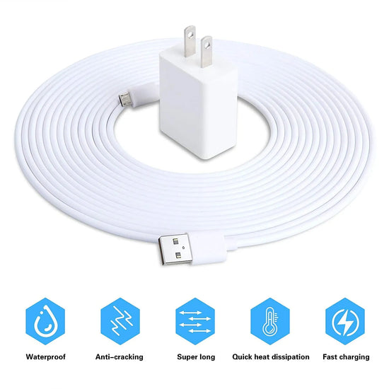 ZUMIMALL/Dzees 20 Feet Power Extension Universal Cable with Power Supply Adapter (No Camera)