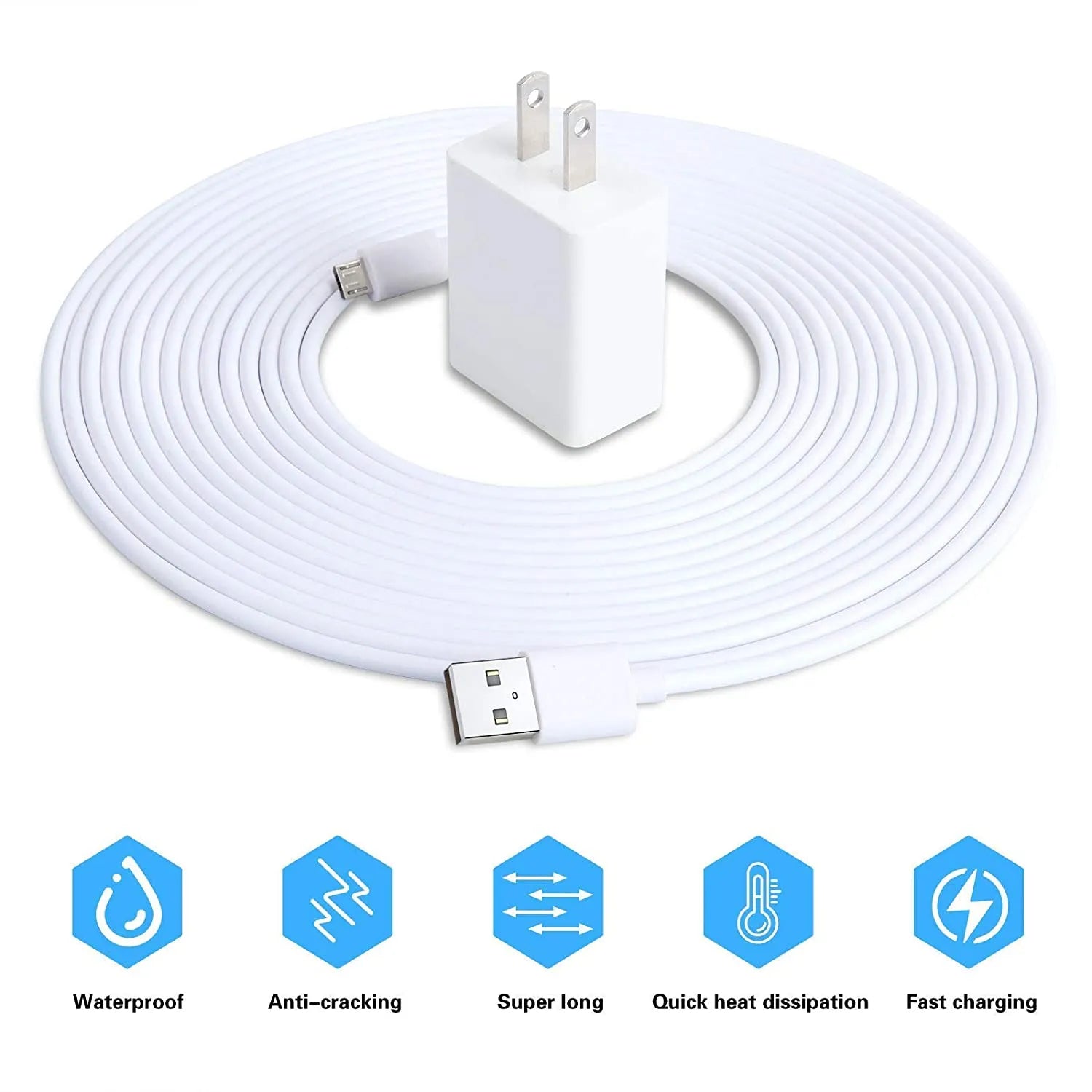 ZUMIMALL/Dzees 20 Feet Power Extension Universal Cable with Power Supply Adapter (No Camera)